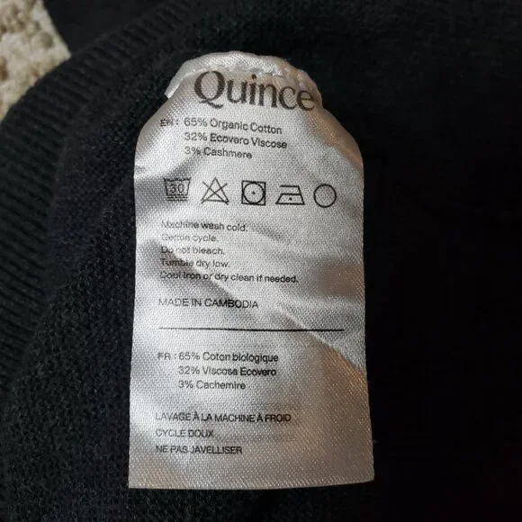 Quince Lightweight Organic Cotton Cashmere Link Stitch Dolman Sweater Size Large - Picture 9 of 11